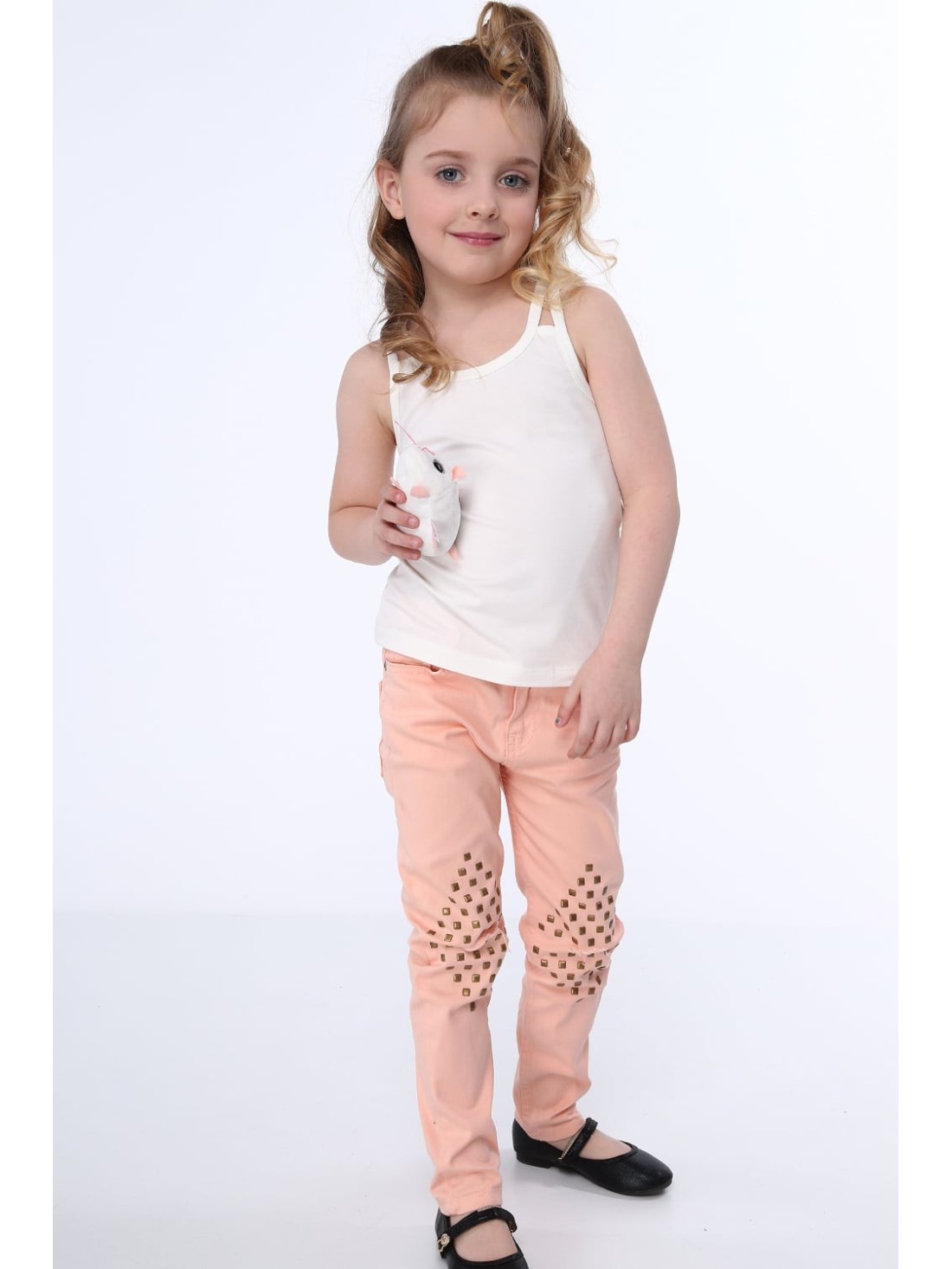 Tricou fete cu bretele duble, crem, NDZ7772 - Magazin online - Boutique